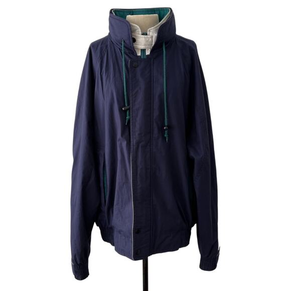 Abercrombie & Fitch Vintage Blue Men's Raincoat Size L Preppy Coastal Nautical - Picture 1 of 5